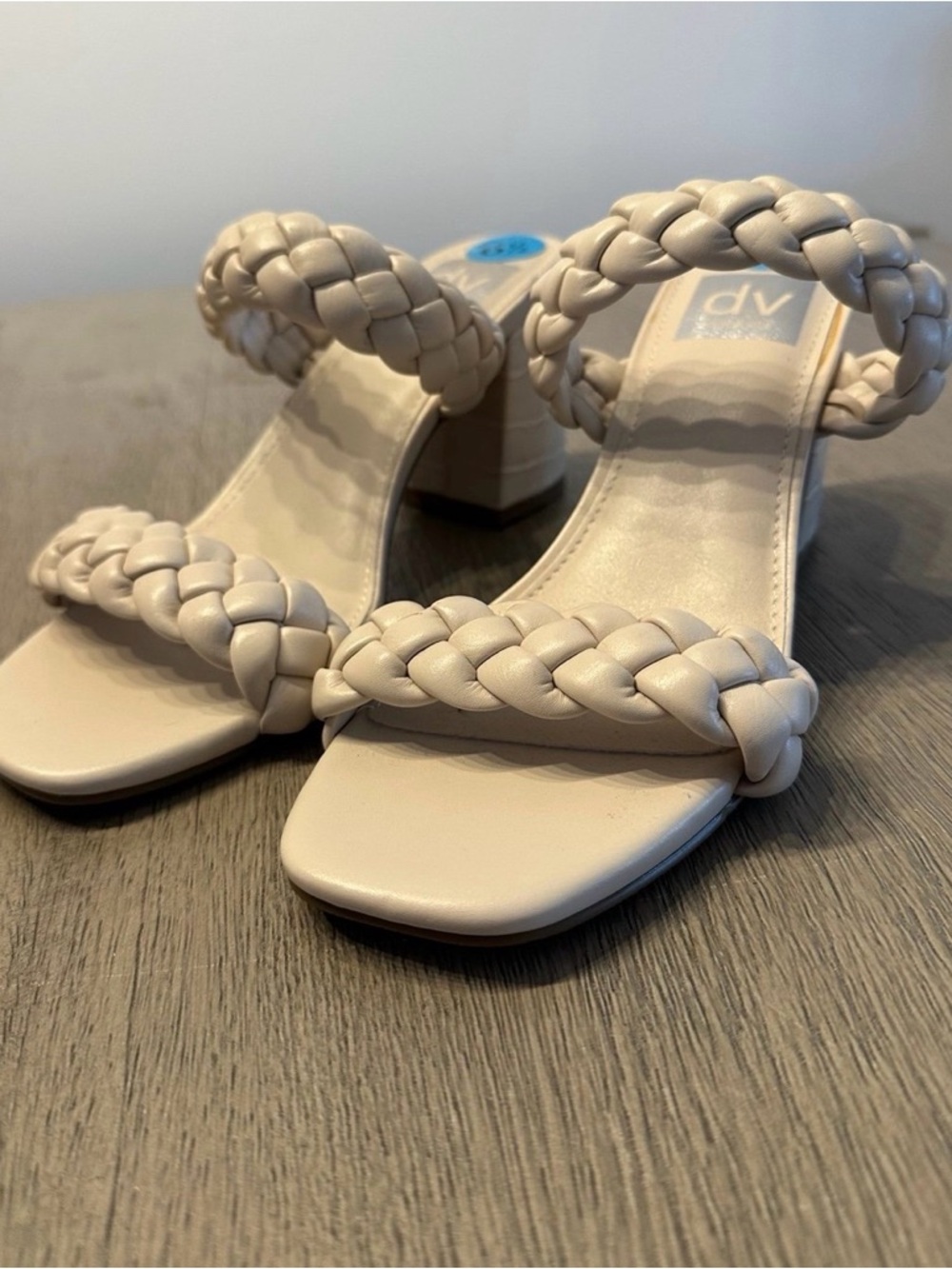 DV by Dolce Vita Cream Braided Double-Strap Block Heel Sandals